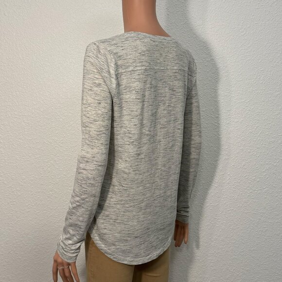 Loft Grey Heather Gold Metallic Long Sleeve Lightweight Top Women’s Medium - Picture 5 of 9